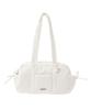 Maison De Fleur Women's Ivory Tote Bag with Side Ribbon Puffer Boston Bag