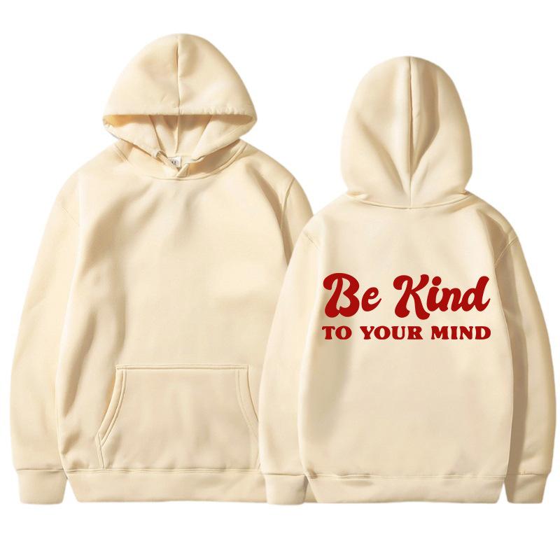 BE Kind European and American fashion printed thickened versatile long-sleeved loose hooded sweatshirt for women