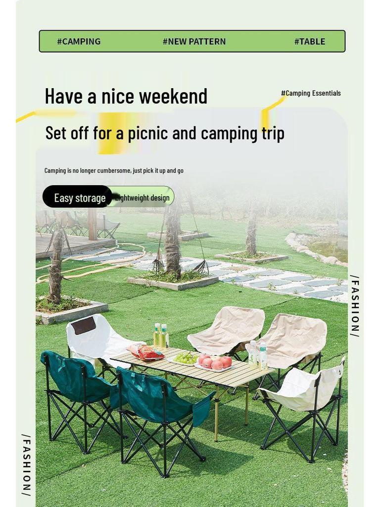 Portable Outdoor Folding Table Set for Camping, Barbecue, and Picnics