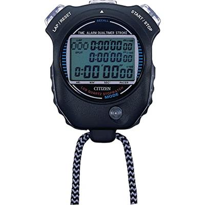 RHYTHM Citizen Stopwatch, Waterproof, with Split Time, Pace Count, and Stroke Measurement, Black, CITIZEN LC058-A02