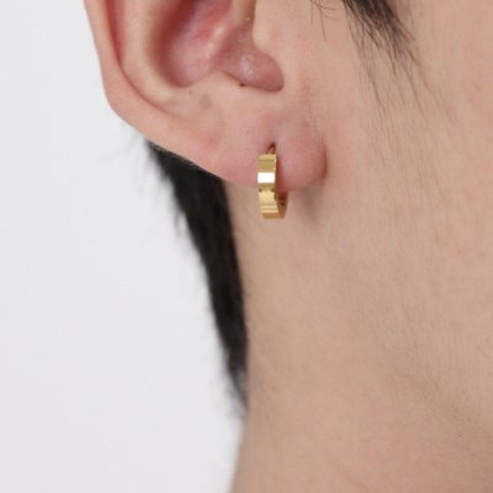 Men's Earrings One Touch Black Gold Surgical Steel T Color Touch