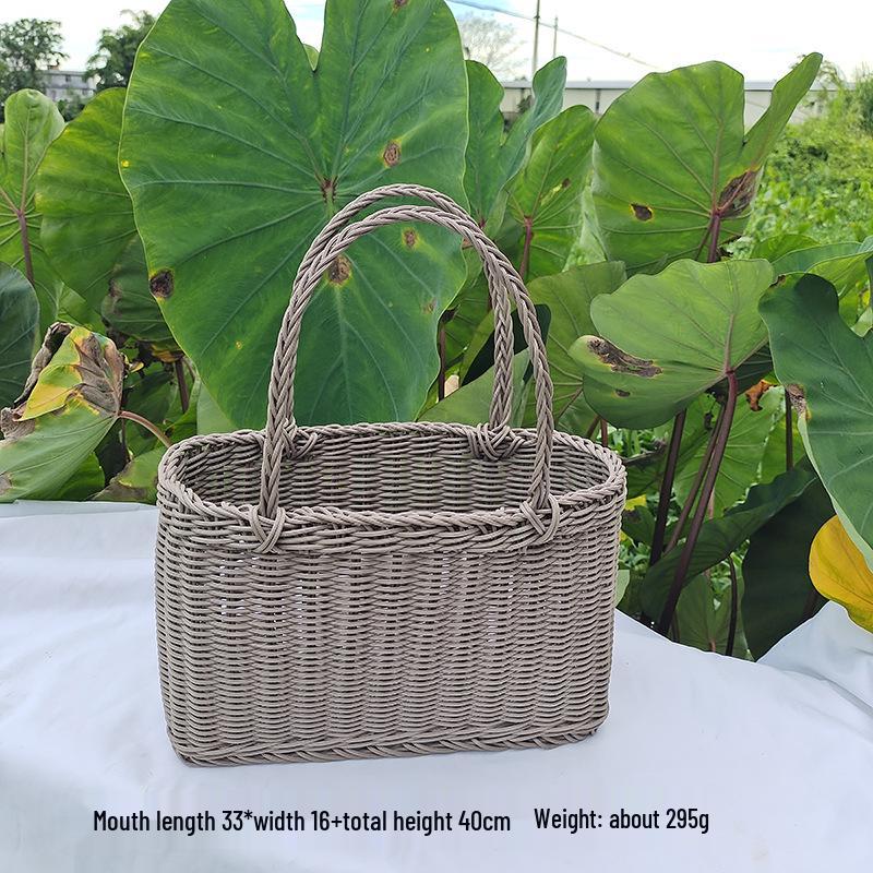 Rattan Woven Handbag - Fruit & Picnic Basket