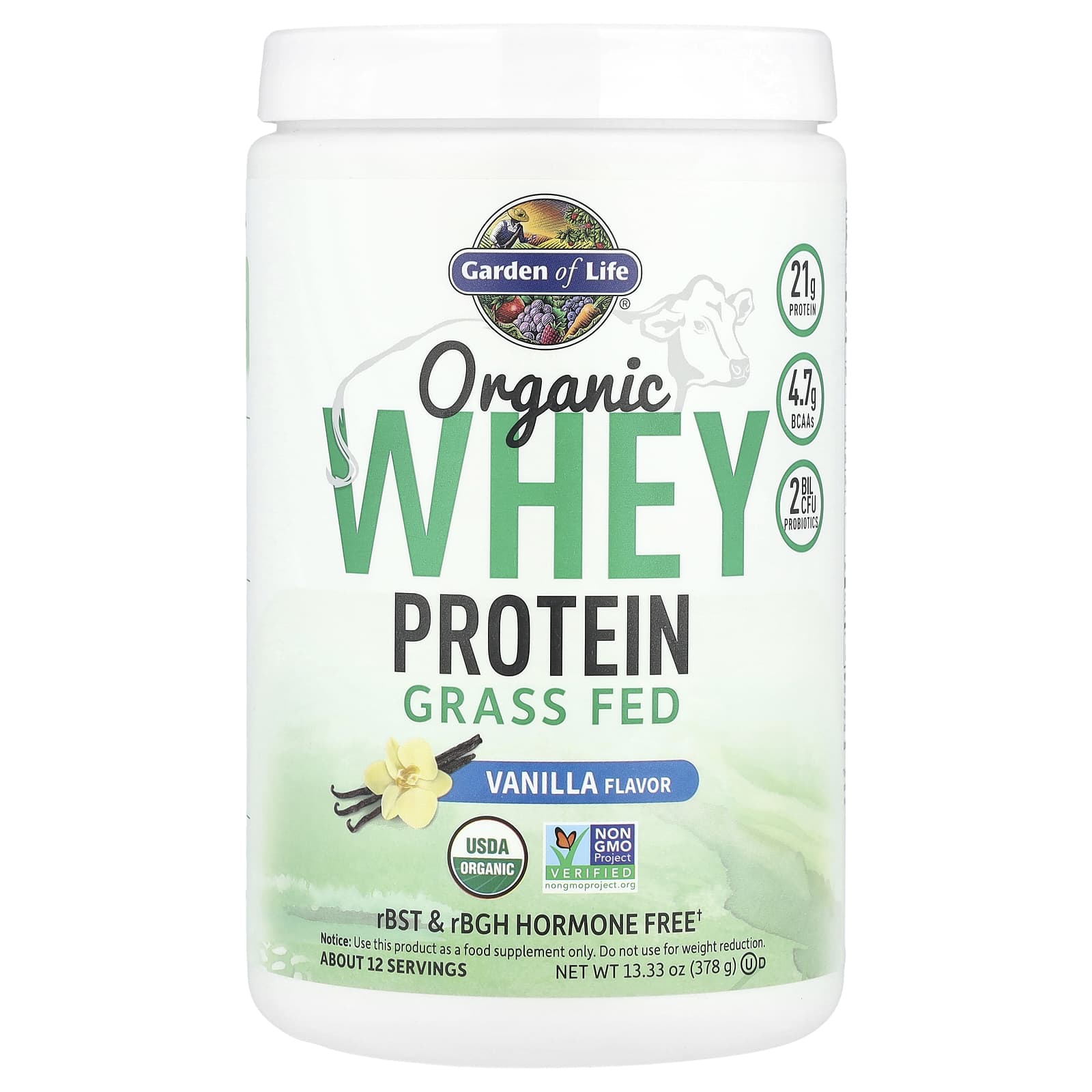 

Organic Whey Protein Grass-Fed, Vanilla, 378G (13.33Oz)