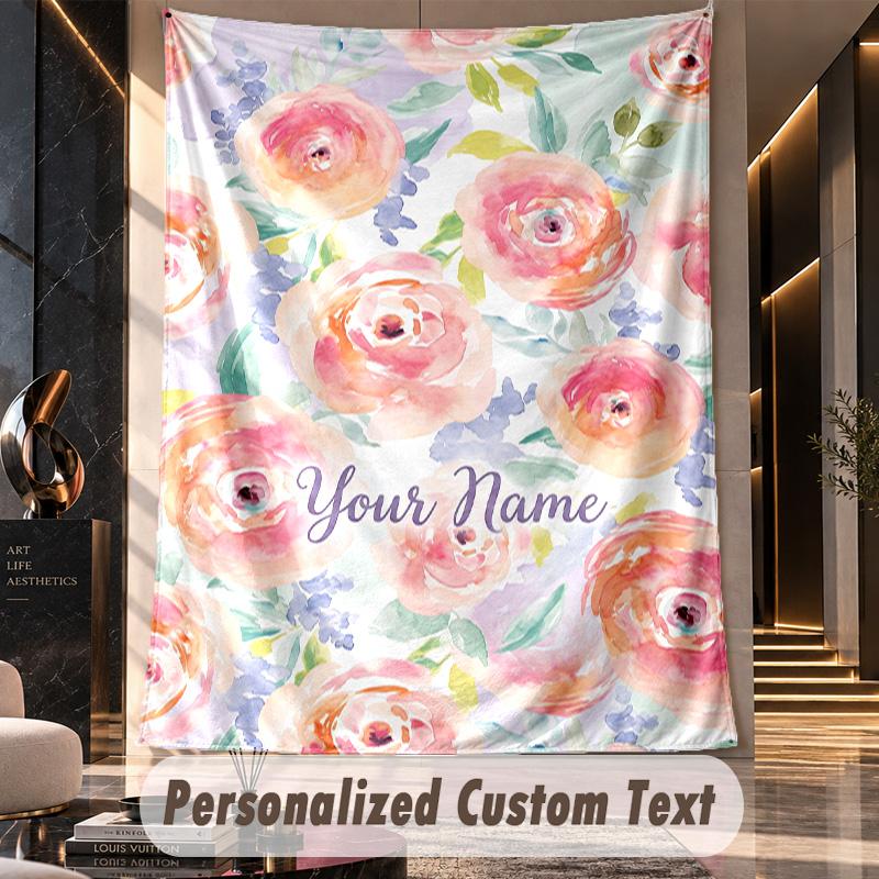 Water Lily Pond Theme Wall Tapestry Customized With Name Text Personalized Hanging Tapestry For Bedroom Living Room Decor