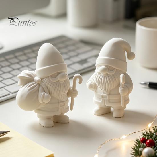 Decoración de Mesa Navideña Figura de Papá Noel Impresa en 3D para Pintar DIY, Adorno Festivo Navideño para Habitación, Figura de Resina Blanca para Estante de Escritorio