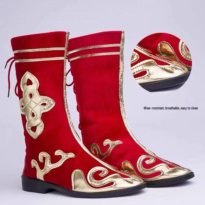 Unisex Tibetan Mongolian Style Performance Long Boots
