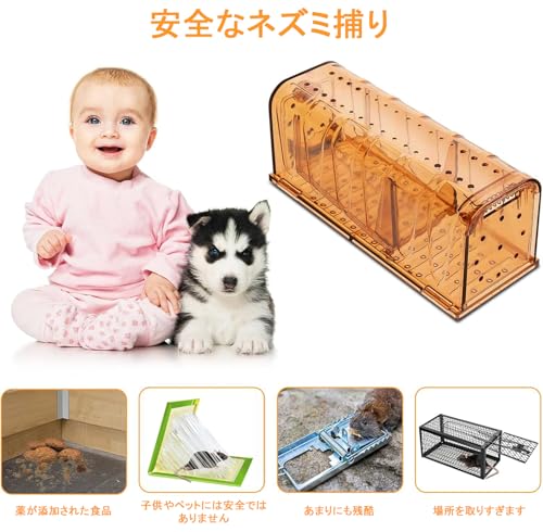 Small Mouse Trap, Trap Cage, Step-Type, Bait Trap, Mouse Trap, Sticky Sheet, Reusable, Easy To Set Up, 16.5x5.5x6.5cm (Brown, 2-Pack)