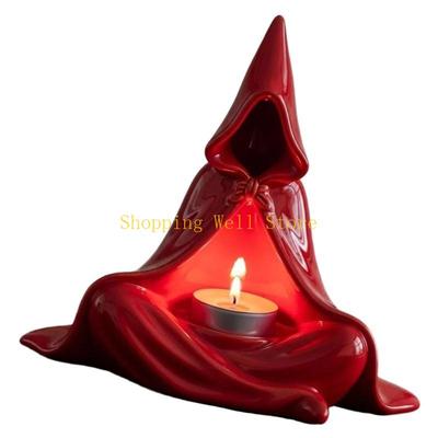 KX4B Halloween Harz Mystische Zauberer Skulptur Teelichtständer für Meditation Entspannung Ambiente und Party