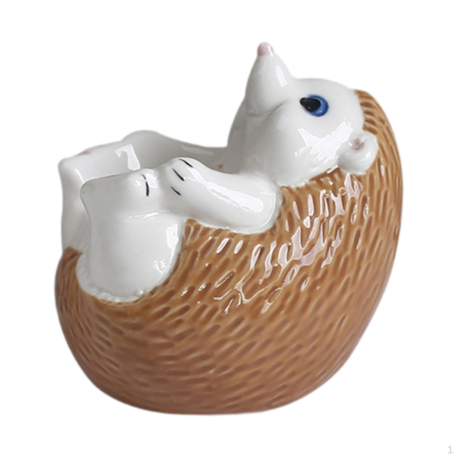 

Цветочный горшок в форме животного, коллекция произведений искусства, уникальный керамический цветочный горшок для стола в фермерском доме Hedgehog Brown