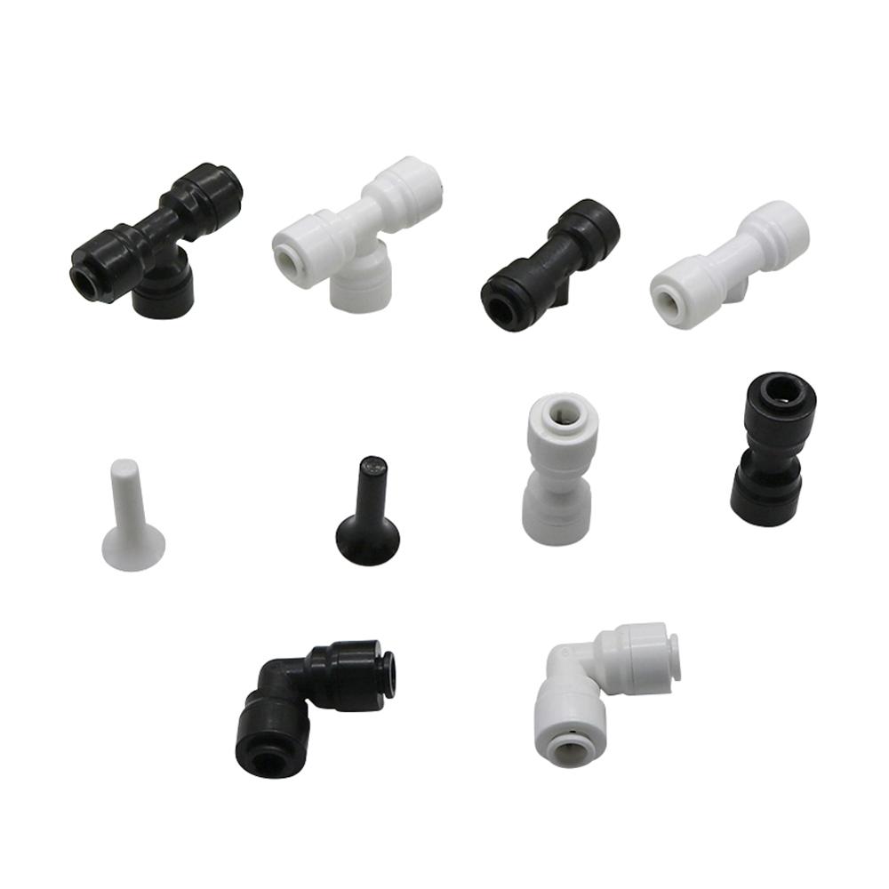 10Pcs 1/4" 6.35Mm Bulkhead Union Connector Tee Elbow Aquarium Quick Coupling For RO Water System Plastic Pipe Fittings Connector