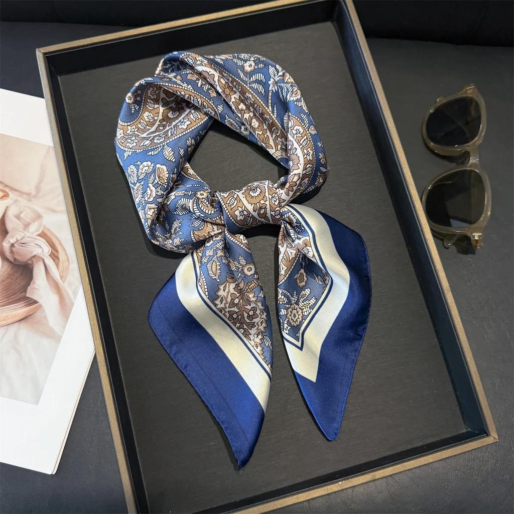 Fashion Luxury Brand 70cm Silk Feel Square Scarf Women Neck Tie Female Hair Bandana Headkerchief Shawl Wrap Hijab Echarpe