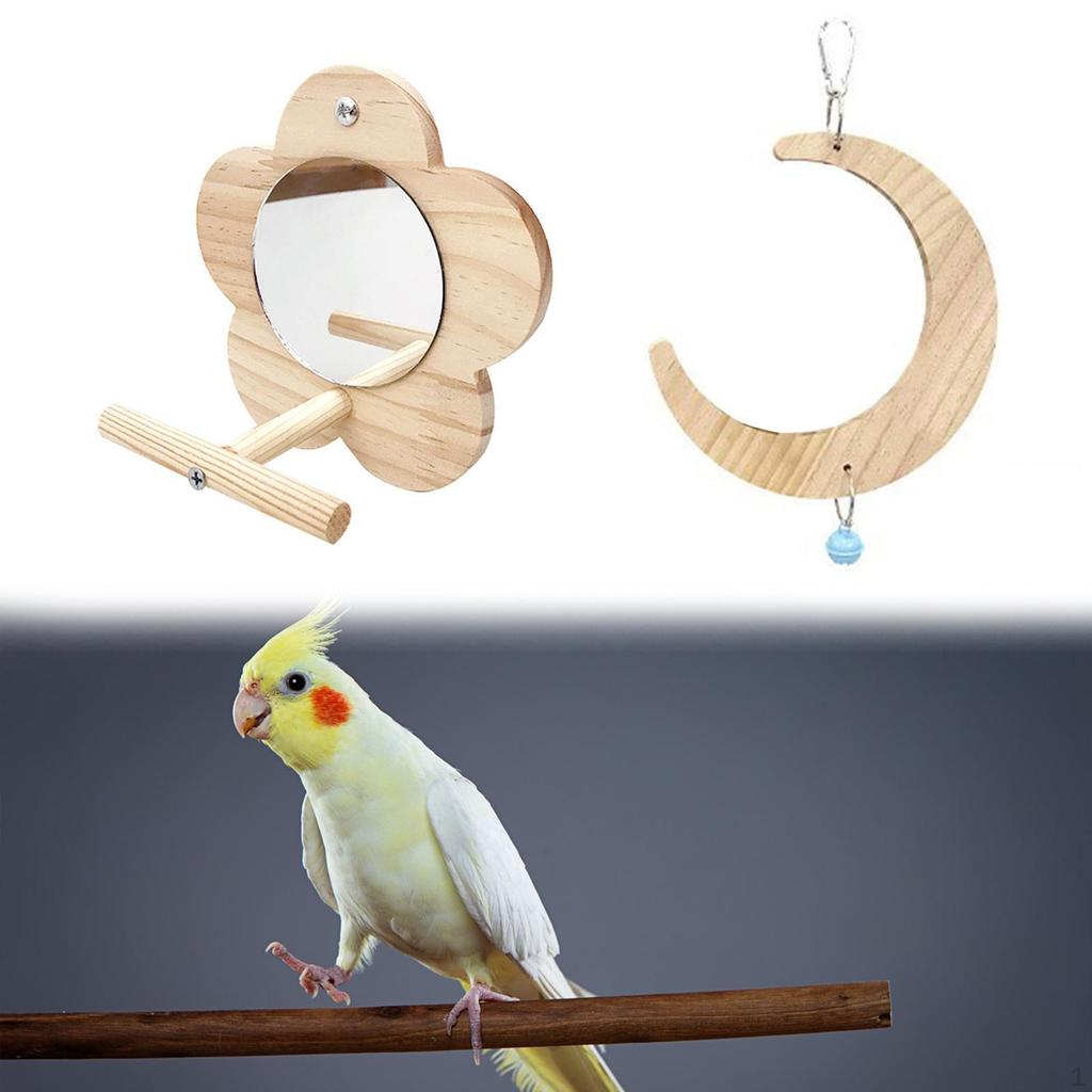 Hanging Swing for Parakeets, Moon Shape Perch Bird Climbing and Play