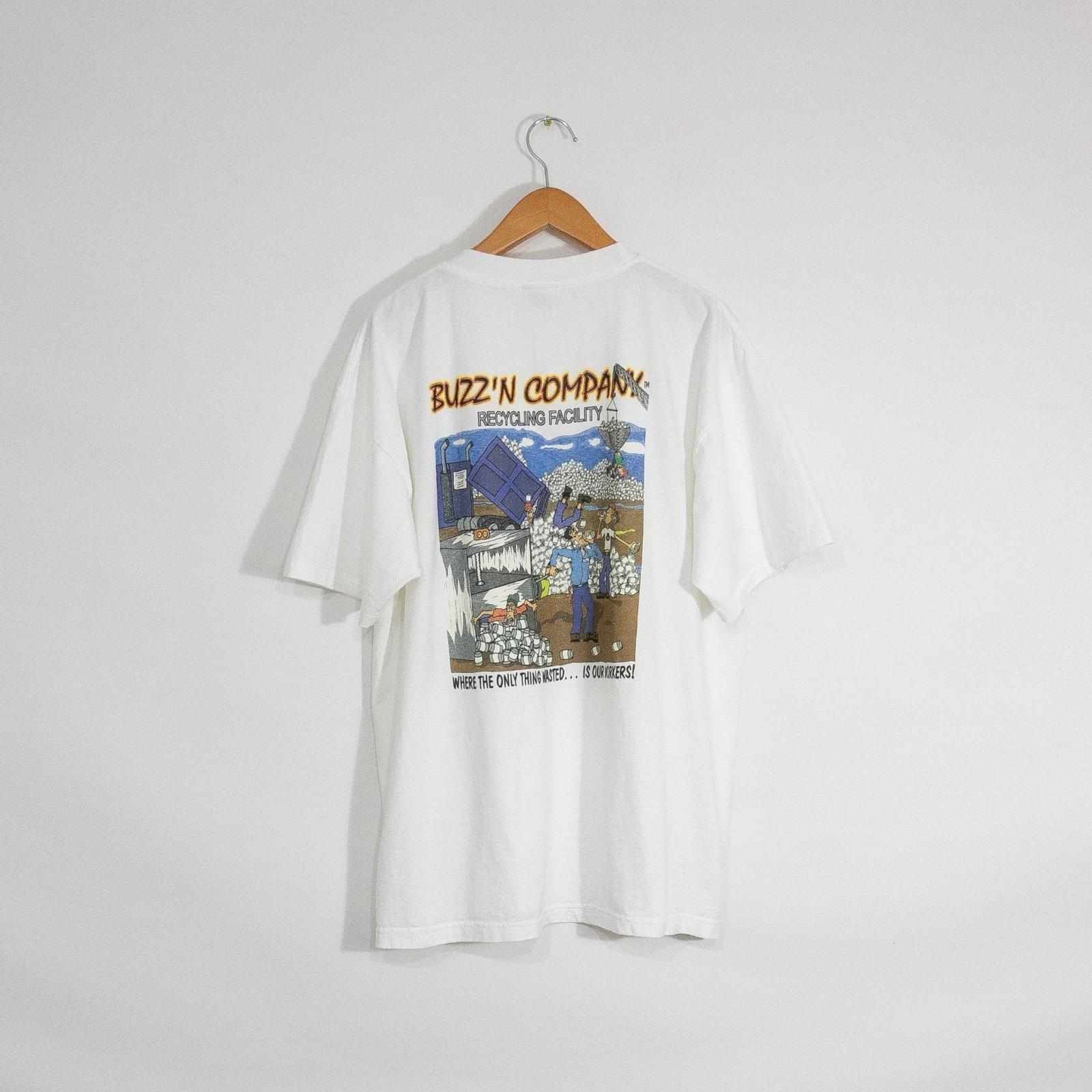 Vintage 90s Buzz n Company Funny Drinking T Shirt 2XL - Recycling Single Stitch 4XL