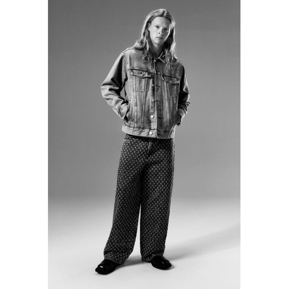 H M Super Baggy Jeans deniM Blue Pattern