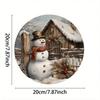Vintage Snowman Metal Wall Art Round Iron Sign Winter Cabin Decor for Home Kitchen Cafe Bar Christmas Holiday