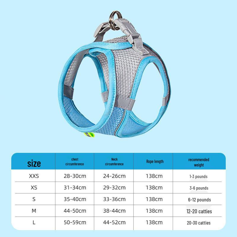 Breathable Reflective Pet Harness Vest with Leash for Cats & Dogs