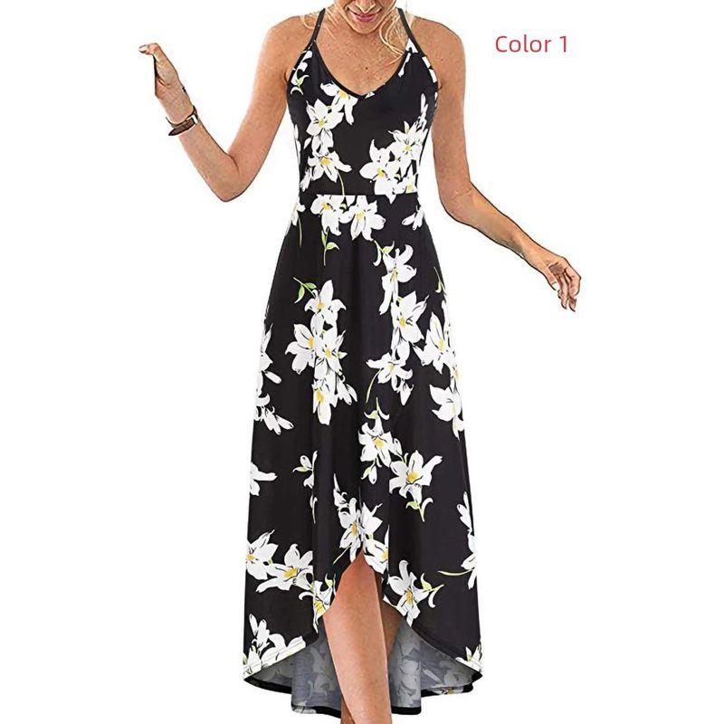 

Модное европейское и американское стиль горячее платье-комбинация с круглым вырезом и принтом Color 1 XL