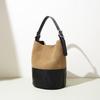 Japan and South Korea Contrasting Color Design Bucket Vegetable Basket Women's Bag Frosted Cowhide Lazy Wind One Shoulder Crossbody Women's Bag