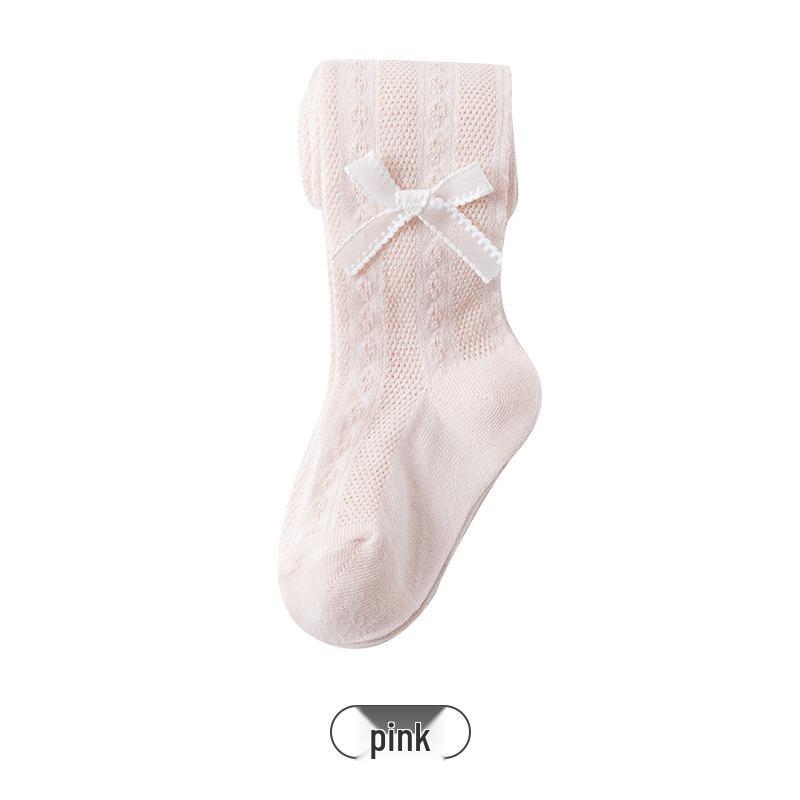 Girls' Ultra-thin Mesh Stripe Leggings with Bow - Anti-mosquito Tights for Baby and Children