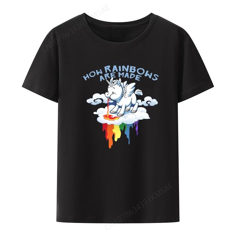 The Origin of Rainbows Graphic Print Tee Funny T-shirts Hipster Short-sleev Novelty Leisure Loo