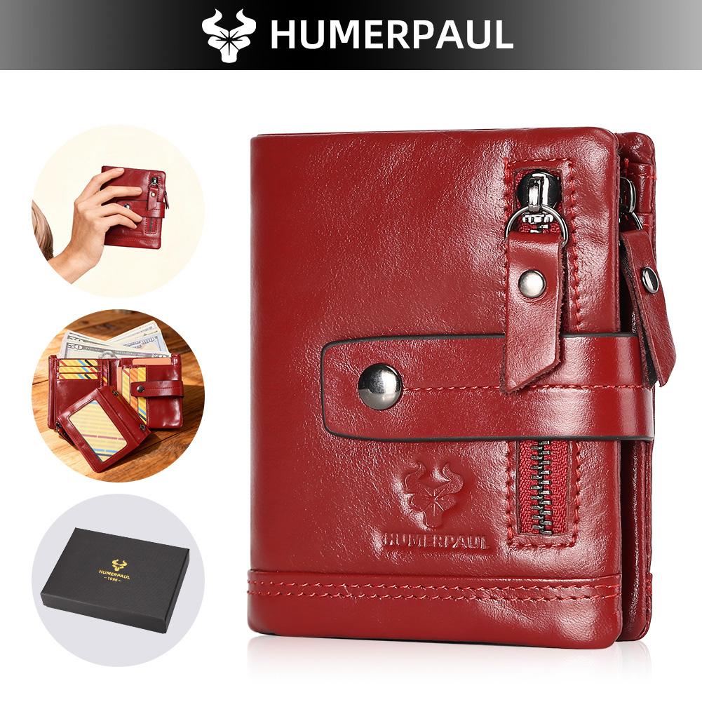 Humerpaul 100% Genuine Leather Men Wallet Coin Purse Small Card Holder PORTFOLIO Portomonee Male Walet Pocket Coffee Money