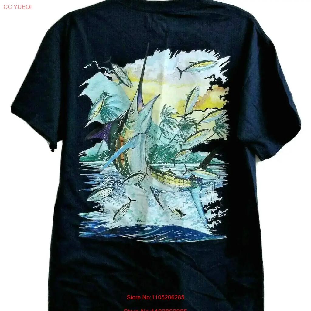 Guy Harvey Blue T Shirt Adult M Medium Size Fishing Sport Vintage Breathable Casual Versatile Fashion Stretched