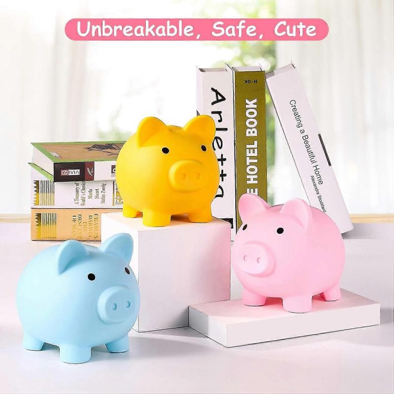 Sparschwein, Unzerbrechliches Plastik-Sparschwein, Münzbank für Mädchen und Jungen, Mittlere Größe Sparschweine, Praktische Geschenke(Gelb)