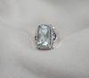 925 Sterling Silver Green Amethyst Ring Rectangle Statement Gemstone Ring