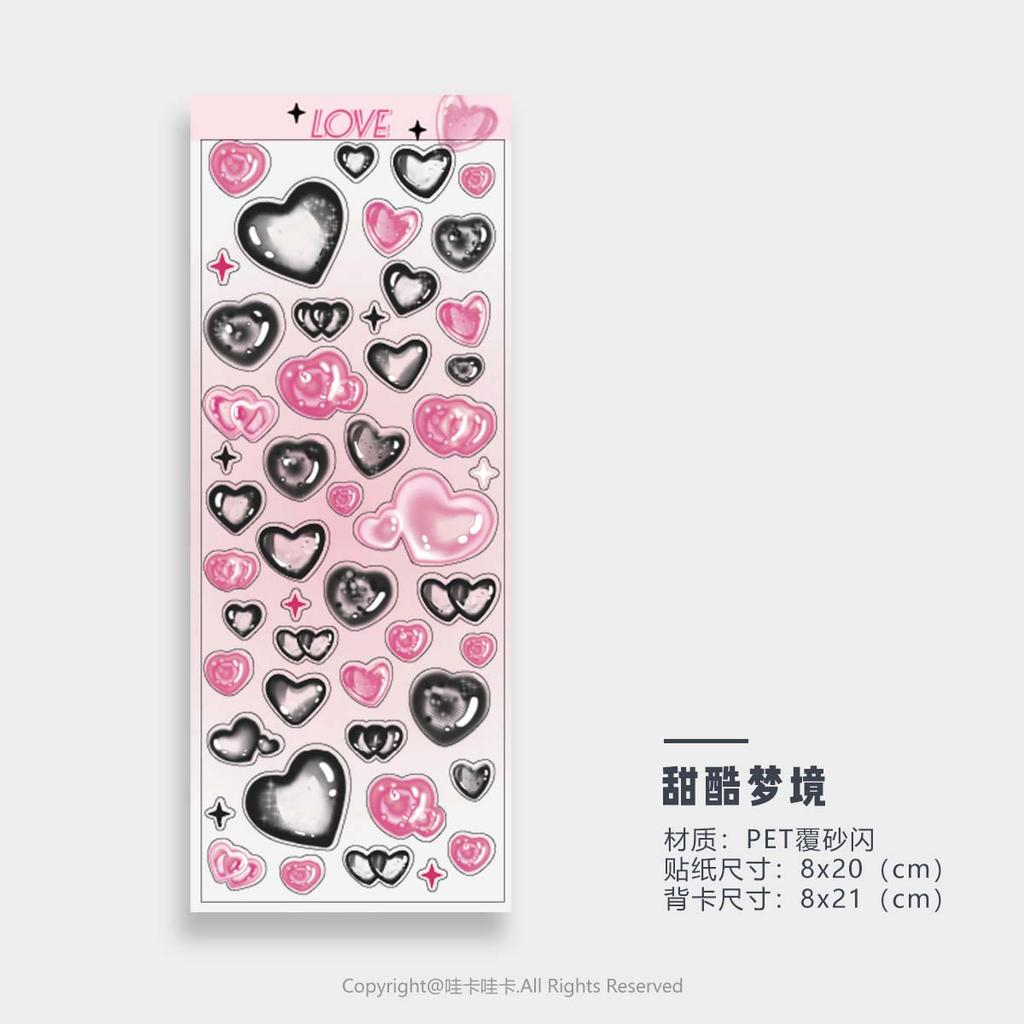 Stars Decal Stickers Scrapbooking Stationery Hearts Stickers PET Bubble Deco Sticker DIY Journal Planner