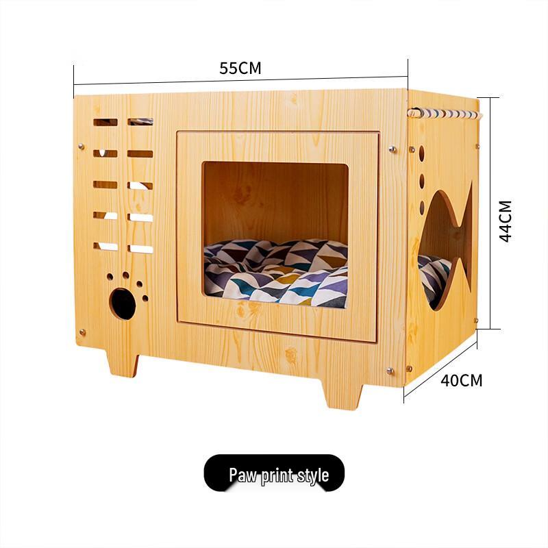 ZISIZ Wooden Double-Layer Cat Dog Hammock Bed