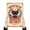 Sinal de Metal Vintage Fofo Desenho Animado Chihuahua Protegido Por Aviso Segurança Guardião de Animal de Estimação Sinal de Arte de Parede de Lata de Metal de Alta Definição HD Pr