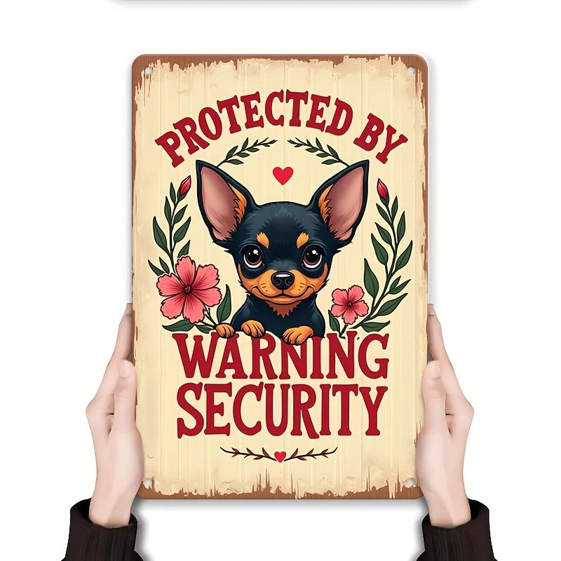 Rectangular Iron Sign Iron Sign Plaque on Warning Security Protected by Chihuahua Metal Sign Cute