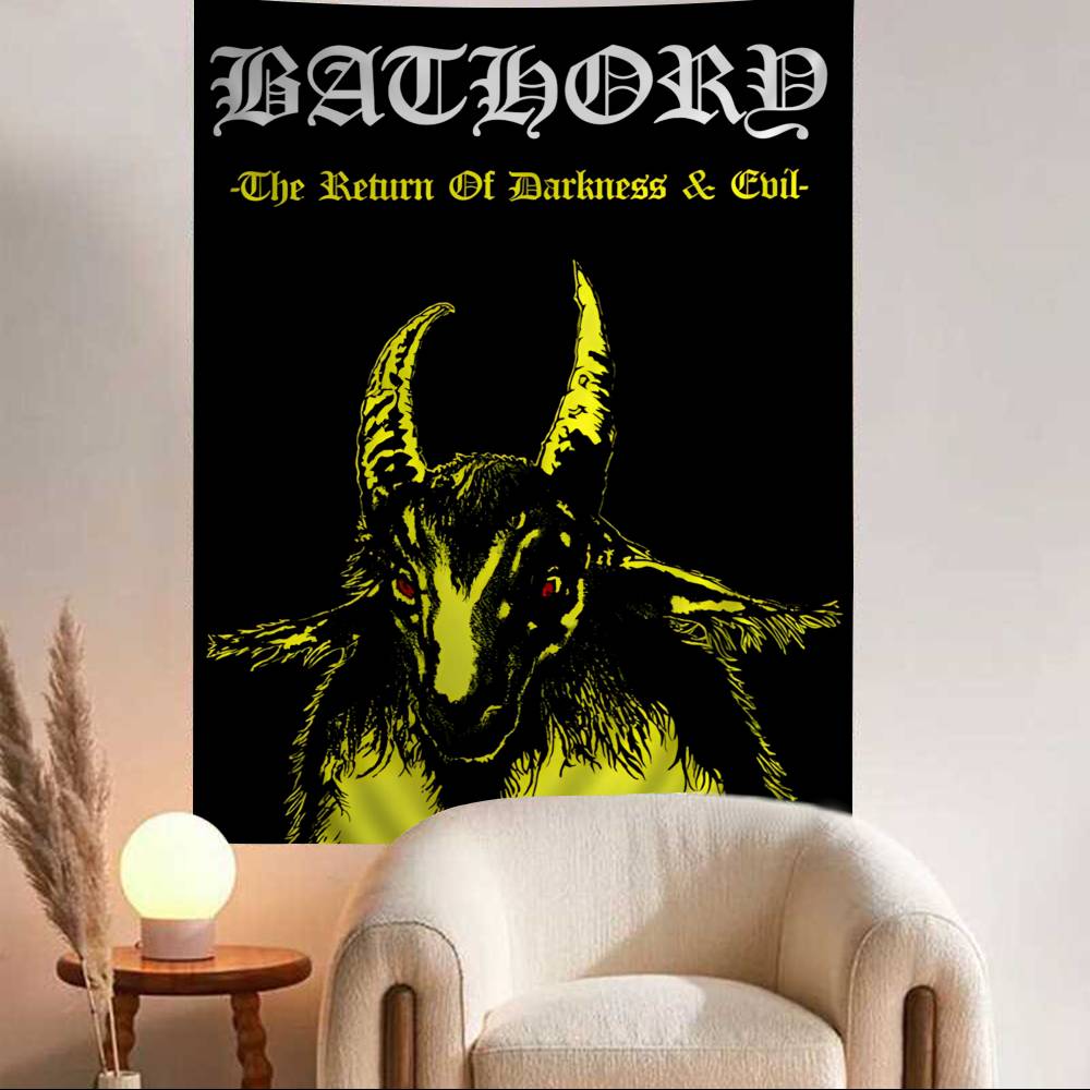 Bathory Quorthon Retro Heavy Metal Music Band Singer Printed Large Wall Tapestry Wall Hanging Decoration Household Decor Blanket