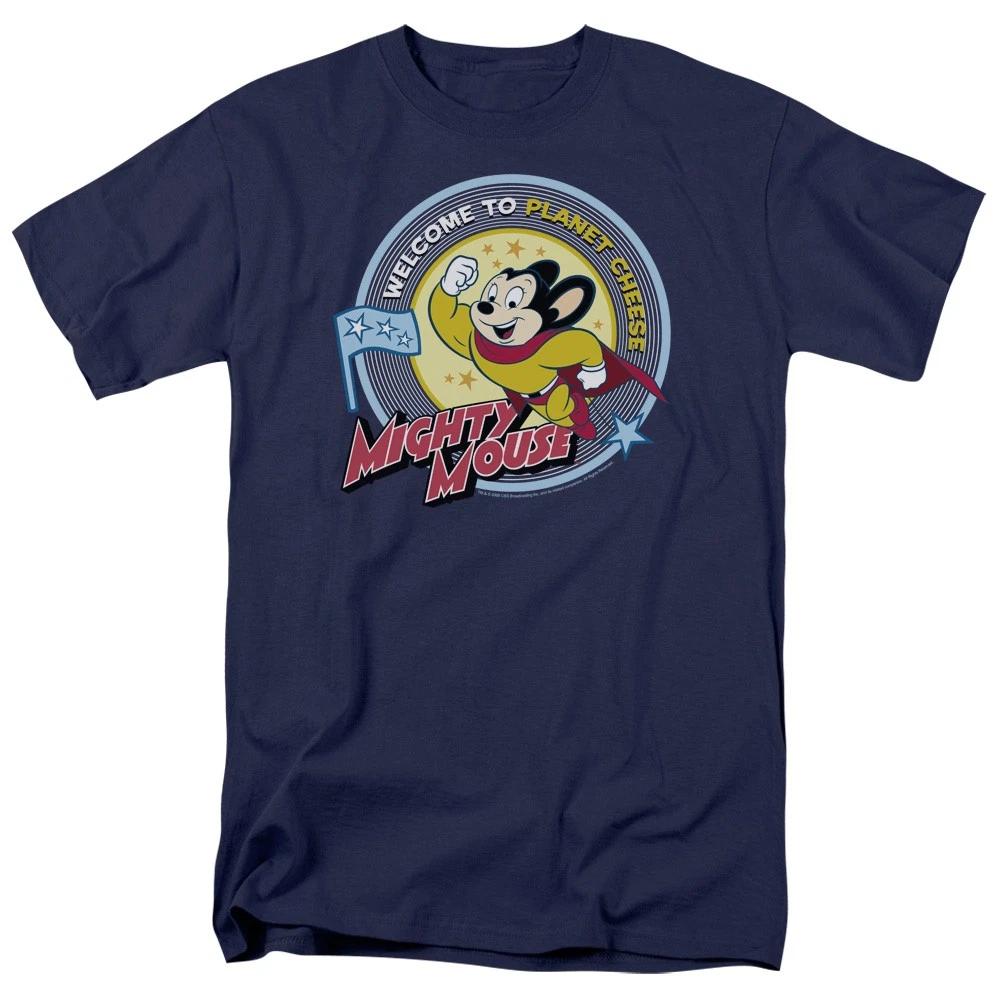 Mighty Mouse - Planet Cheese -  Unisex Short Sleeve Children s T-shirt - Blue 120