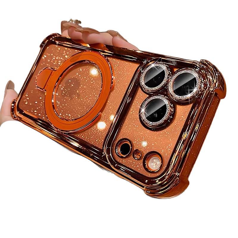 Anti-Drop Glitter iPhone 17 Pro Max Case with Magnetic Stand & Apple 16 Lens Film iPhone 17