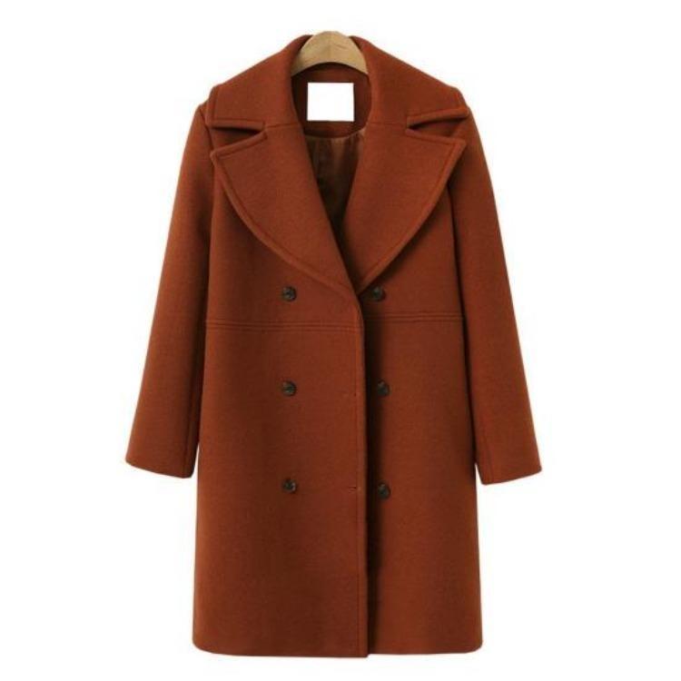 Damen Plus Size Wolljacke Zweireihig Umlegekragen Mantel Einfarbig Locker Thermisch Langärmelig Frühling Herbst Winter Pendeln Verabredung