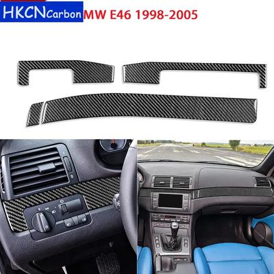 For BMW E46 1998-2005 Carbon Fiber Trument Central Center Panel Trim Strip Car Interior Accessories Decorative Stickers