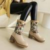 Winter New Color Printed Thick-soled Velvet Thickened Snow Boots Women's Large-size Warm Women's Boots