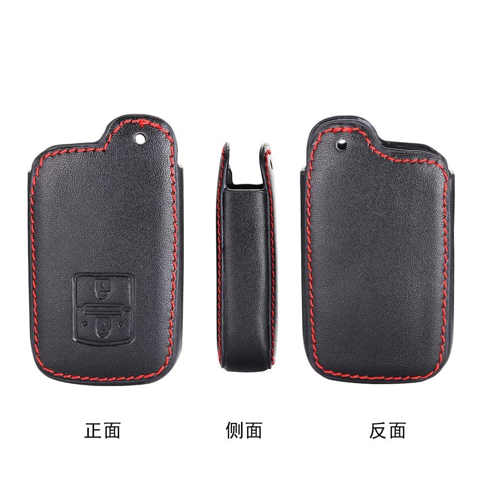 [BKY] Lyxigt Läder Smart Nyckelfodral med 2 Knappar för Toyota Bilar Crown Aqua Vitz Corolla Prius Tillämpligt (Svart)
