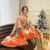 400g Retro Ethnic Bluebird Scarf: Women's Winter Warm Neck Warmer, High-End Imitation Cashmere Shawl.
