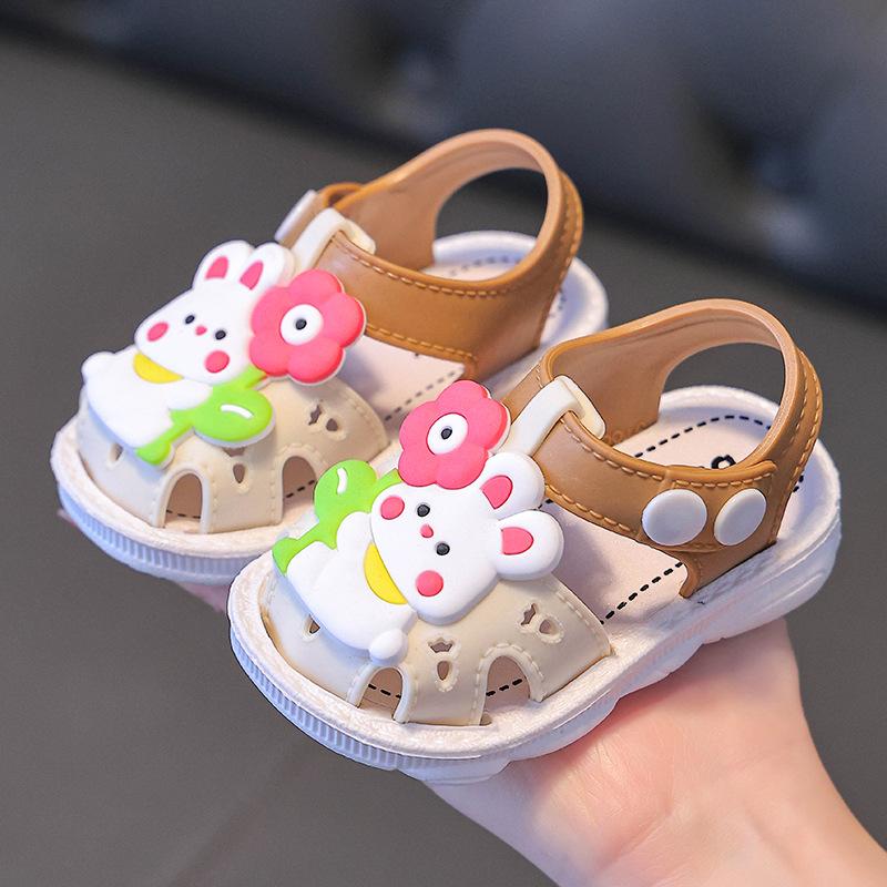 Girls' Sandals Summer 0-3 Years Old Baby Baotou Baby Toddler Shoes Non-slip Soft Sole Home Wear Children's Sandals