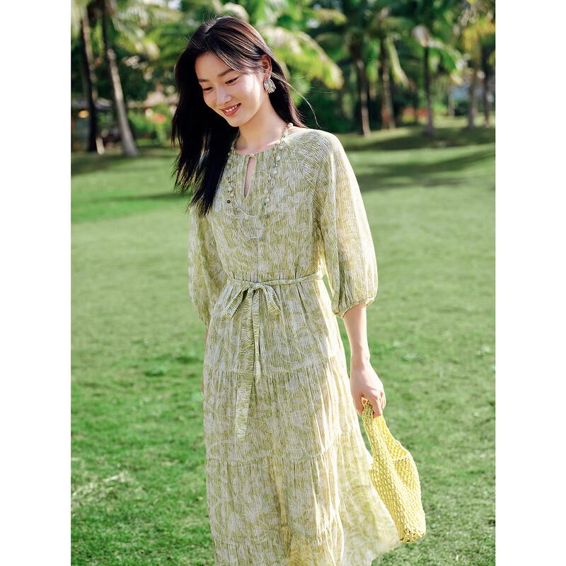 JUZUI ANNACOU Botanical Print Maxi Dress