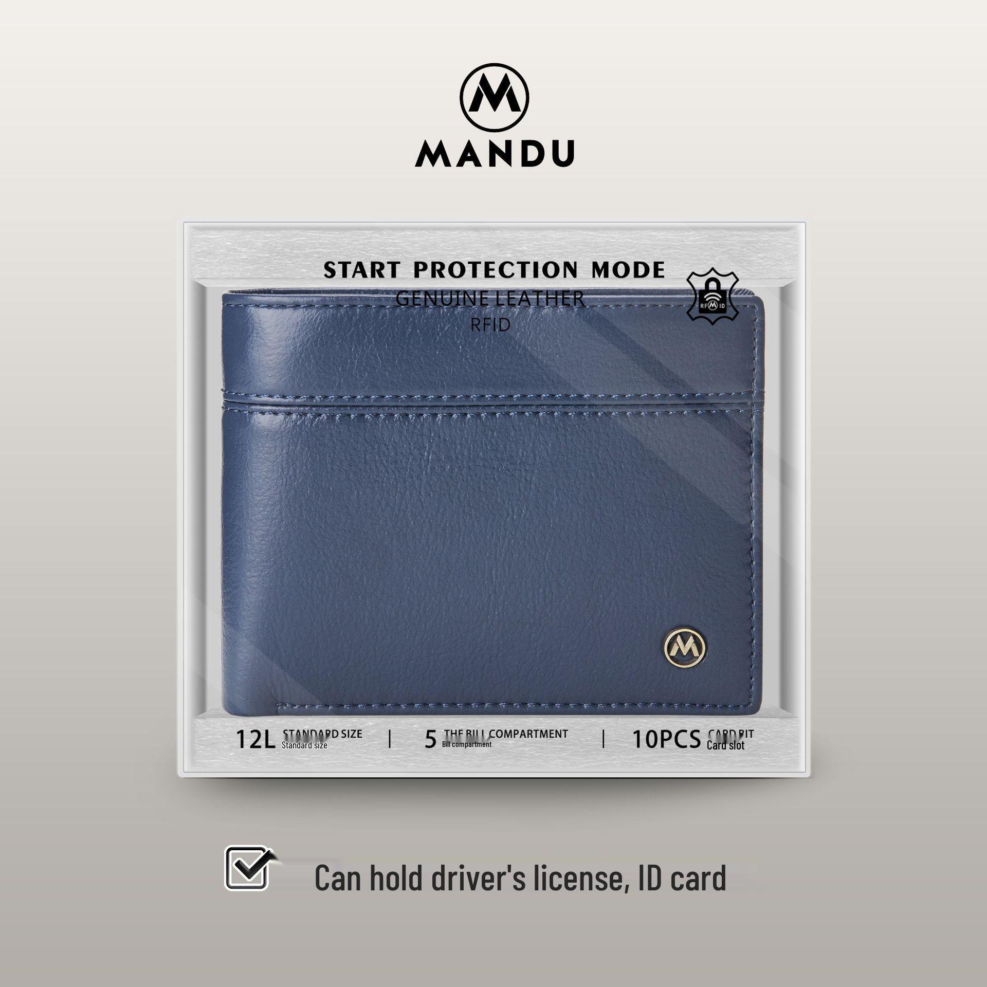 

MANDU Мужской кошелек из натуральной кожи: Короткая молния, Защита от кражи, Кошелек для монет