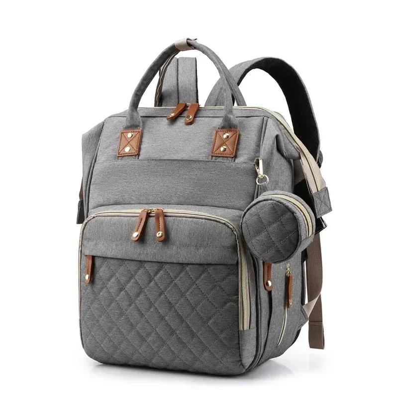Mummy Backpack With Foldable Crib Soft Mattress Multifunctional Mommy Bags Baby Bottle Insulation Storage Bags Diaper Organizer