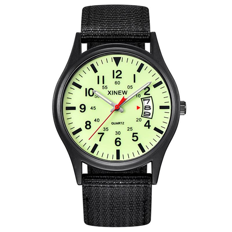 Mens Hot Watches Fashion Nylon Band Date Quartz Wrist Watch