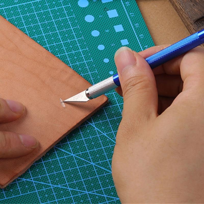 3 Leather Carving Tool 30 Replaceable Head 10 Carving Tracing Pattern Paper, Rotating Cutting Mat, Leather Working Tool