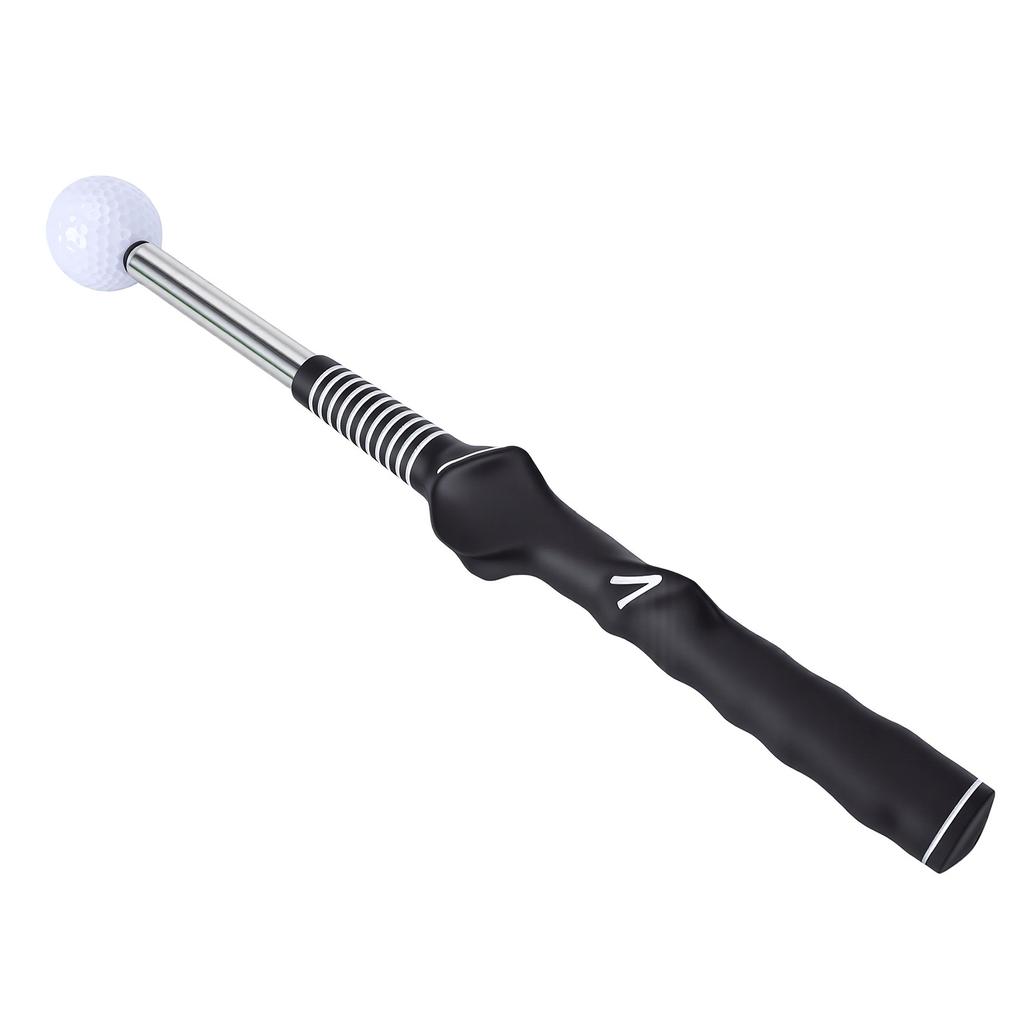 Swing Trainer Aid Right Hand Click Feedback Retractable Swing Trainer Practice Stick with Black Grip White Ball