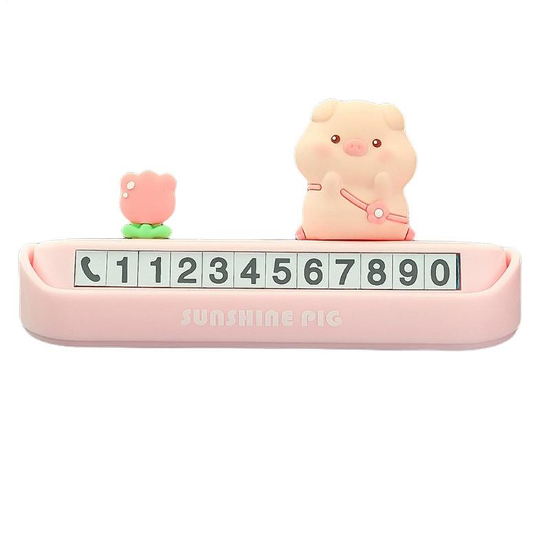

Cartoon Parking Number Plate Cute Animal Car Moving Phone Sign Portable Telephone Number Plate Non-slip Automotive Stopping розовый