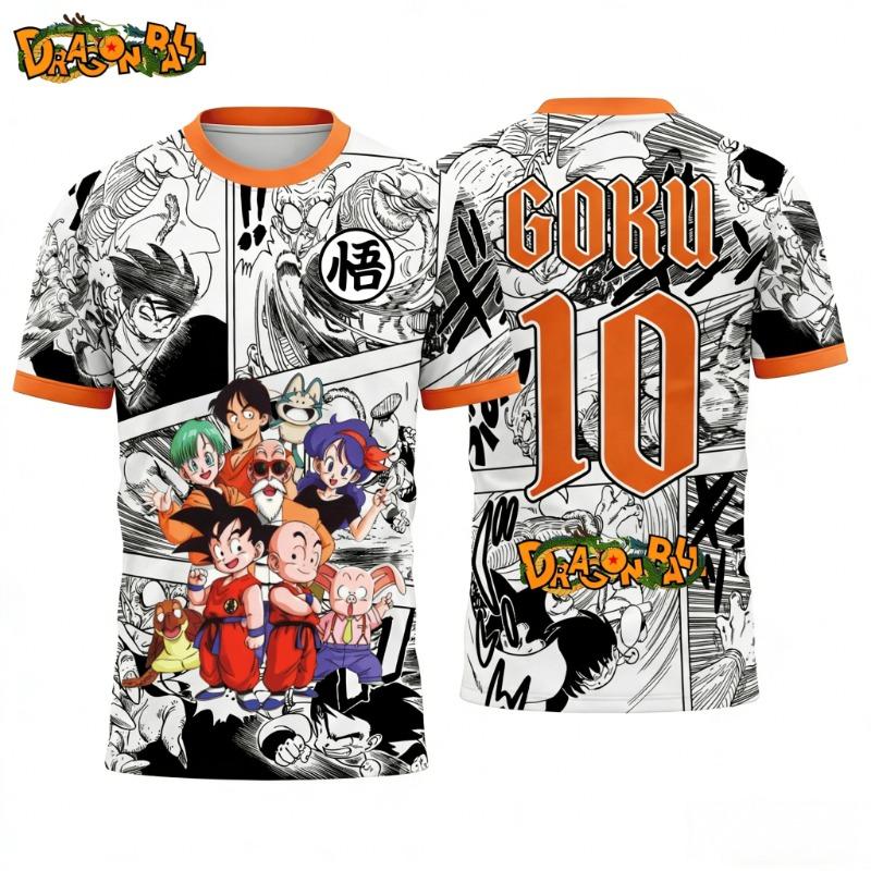 2026 Summer Dragon Ball Oversized T-shirt High Quality 3D Print Kid Goku & Classic Character Manga Panel Unisex Retro Y2K Tee