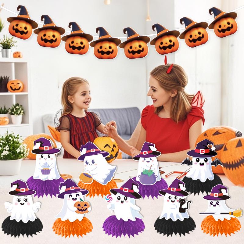 New Halloween Ghost Festival Horror Party Honeycomb Ornaments and Tabletop Decorations